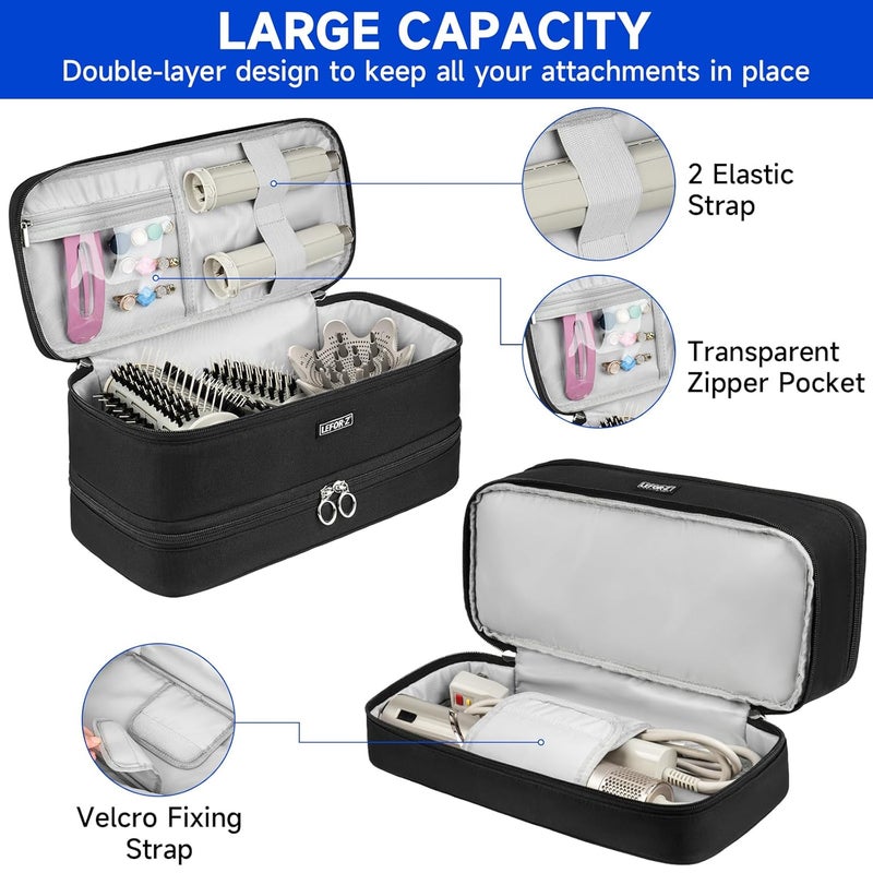 LEFORZ Travel Carrying Case Compatible with Shark Flexstyle/FlexFusion/Hair Dryer,Double-Layer Hair Hot Tools Storage Bag Fits for Dyson Airwrap Styler/Supersonic Hair Dryer and Attachments,Black-Bag Only - Image 3